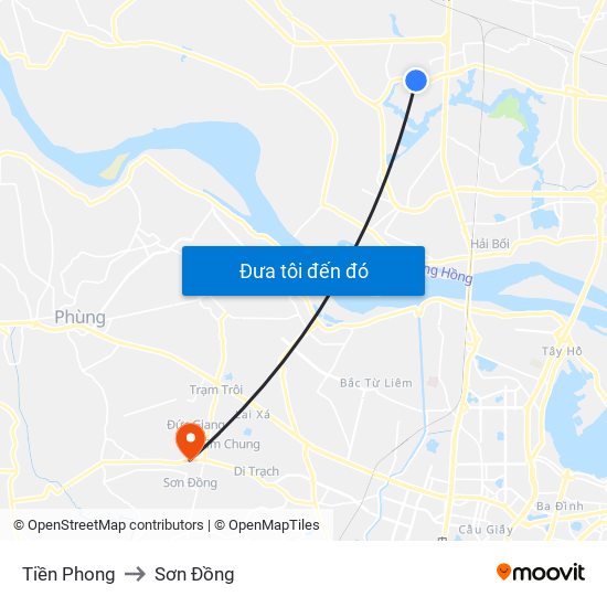 Tiền Phong to Sơn Đồng map