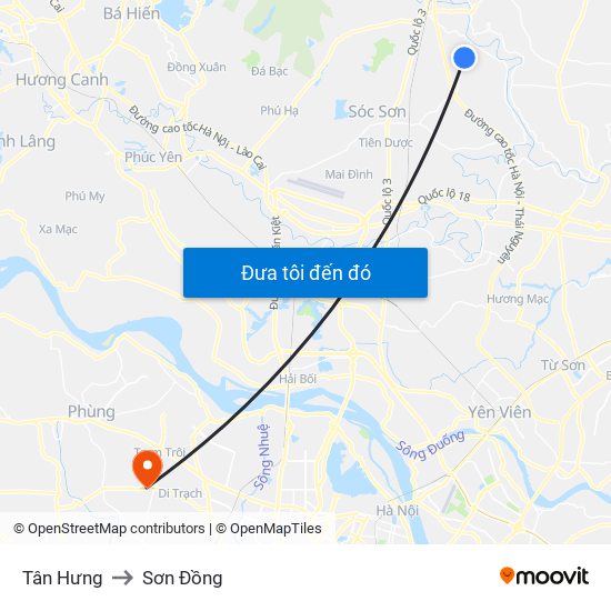 Tân Hưng to Sơn Đồng map