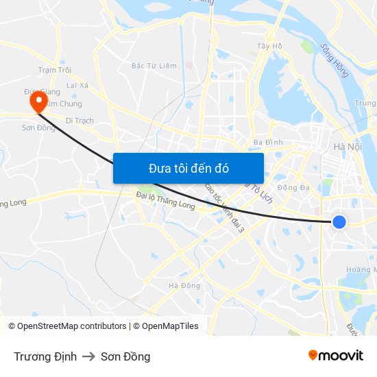 Trương Định to Sơn Đồng map