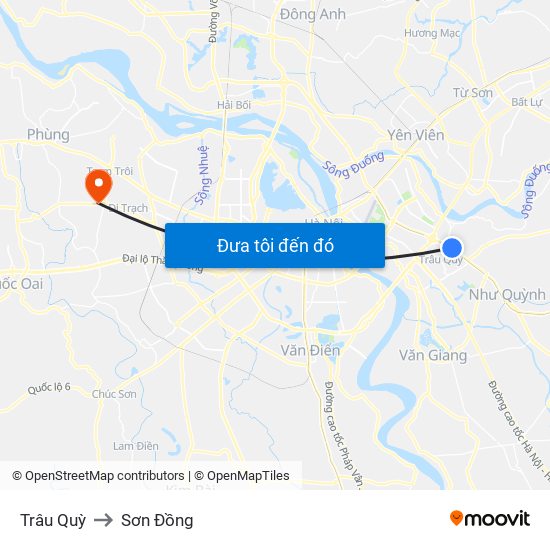 Trâu Quỳ to Sơn Đồng map