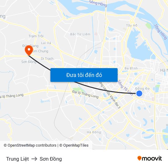 Trung Liệt to Sơn Đồng map