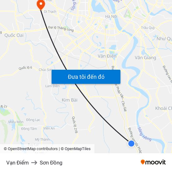 Vạn Điểm to Sơn Đồng map