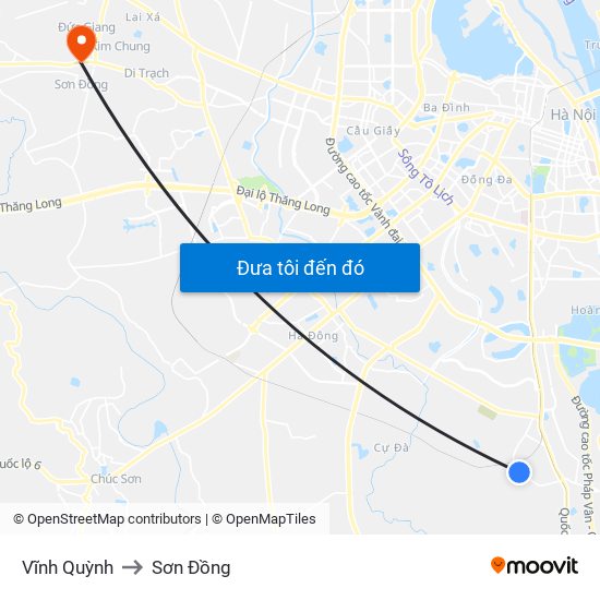 Vĩnh Quỳnh to Sơn Đồng map