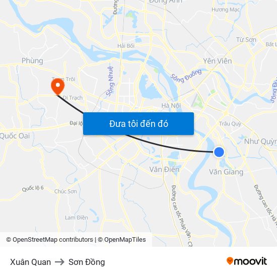 Xuân Quan to Sơn Đồng map