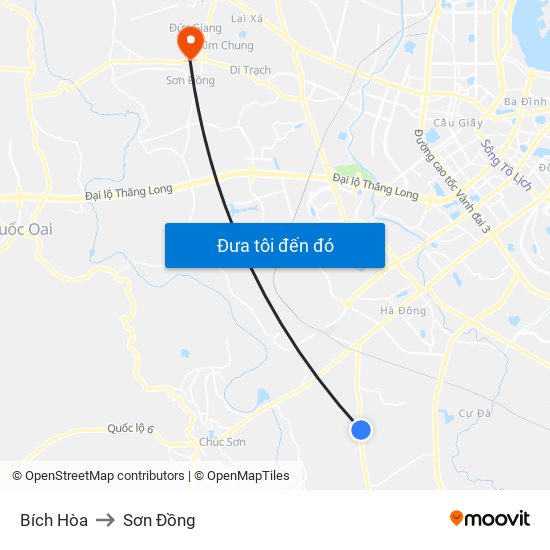 Bích Hòa to Sơn Đồng map