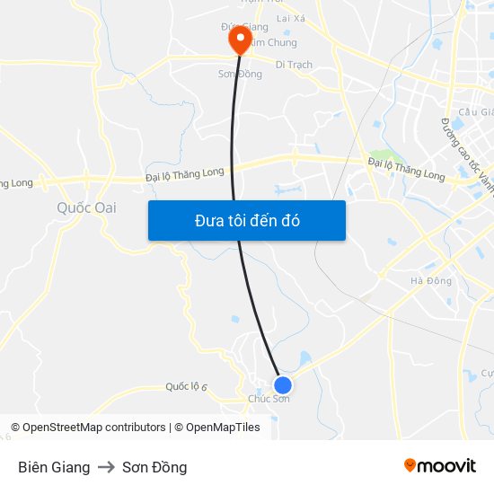 Biên Giang to Sơn Đồng map