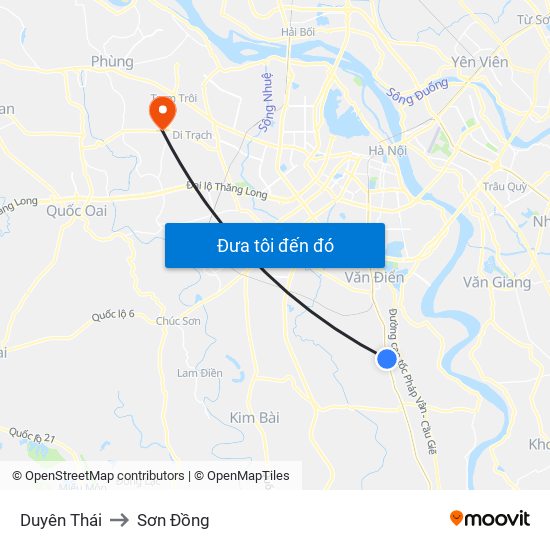 Duyên Thái to Sơn Đồng map
