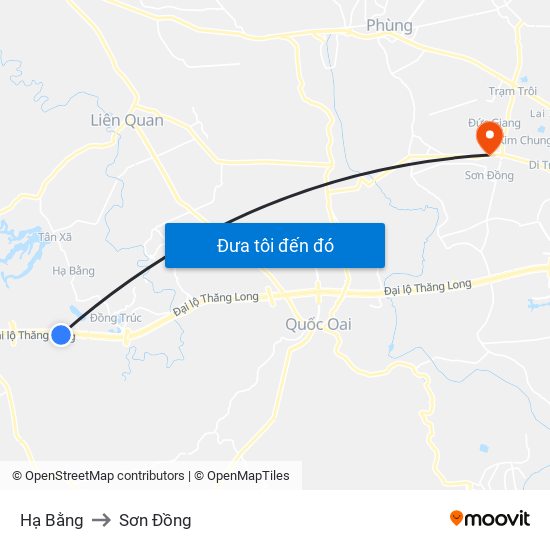 Hạ Bằng to Sơn Đồng map