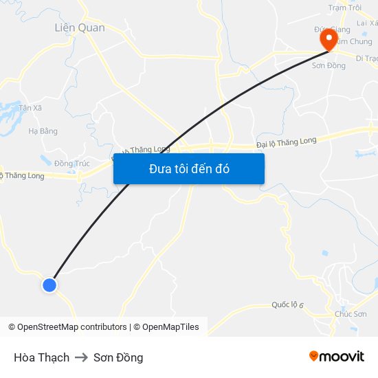 Hòa Thạch to Sơn Đồng map
