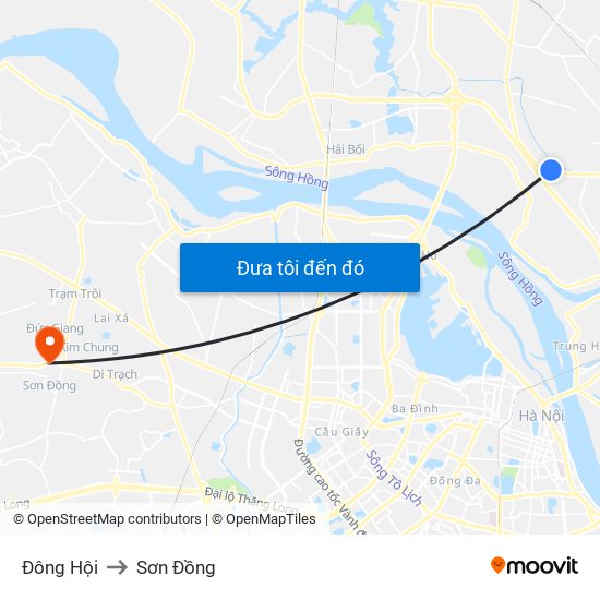 Đông Hội to Sơn Đồng map