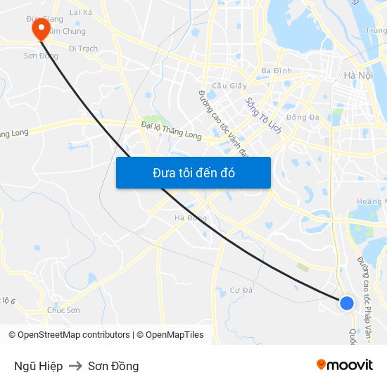 Ngũ Hiệp to Sơn Đồng map