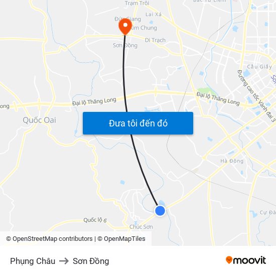 Phụng Châu to Sơn Đồng map