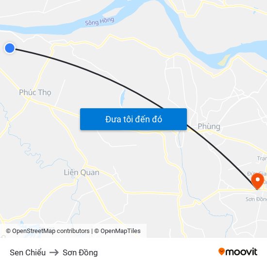 Sen Chiểu to Sơn Đồng map