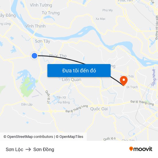 Sơn Lộc to Sơn Đồng map