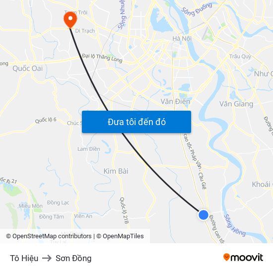 Tô Hiệu to Sơn Đồng map