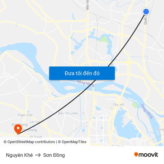 Nguyên Khê to Sơn Đồng map
