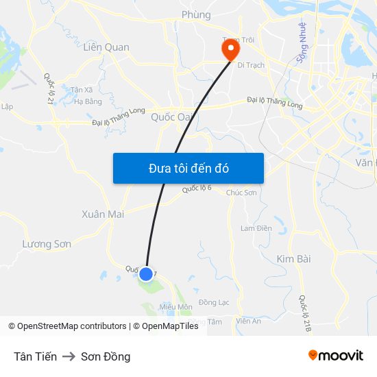 Tân Tiến to Sơn Đồng map