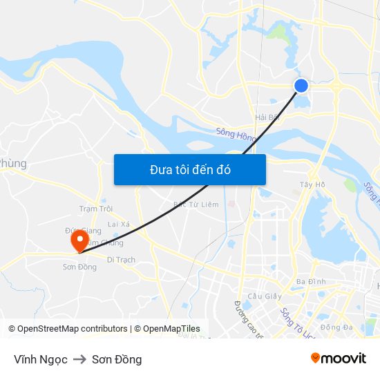 Vĩnh Ngọc to Sơn Đồng map