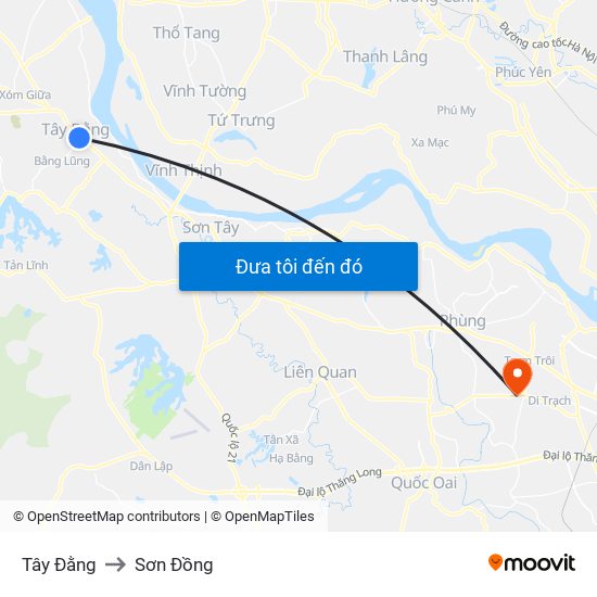 Tây Đằng to Sơn Đồng map