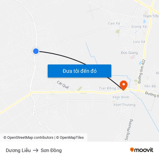 Dương Liễu to Sơn Đồng map