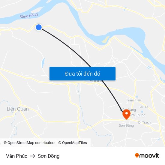 Vân Phúc to Sơn Đồng map