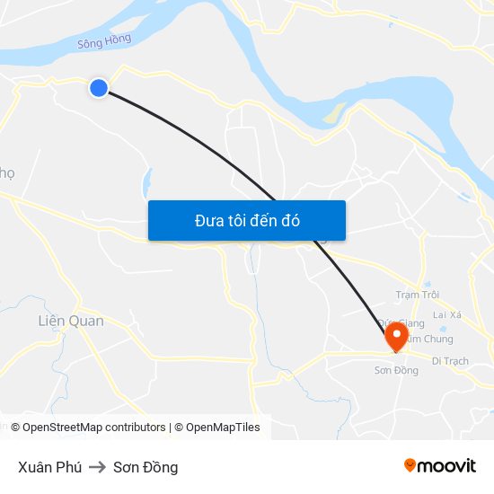 Xuân Phú to Sơn Đồng map