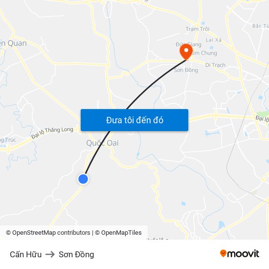 Cấn Hữu to Sơn Đồng map