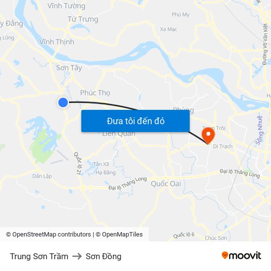 Trung Sơn Trầm to Sơn Đồng map