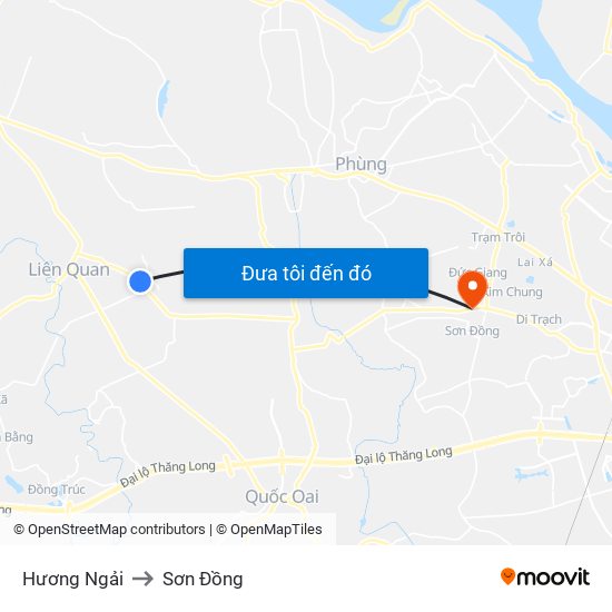 Hương Ngải to Sơn Đồng map