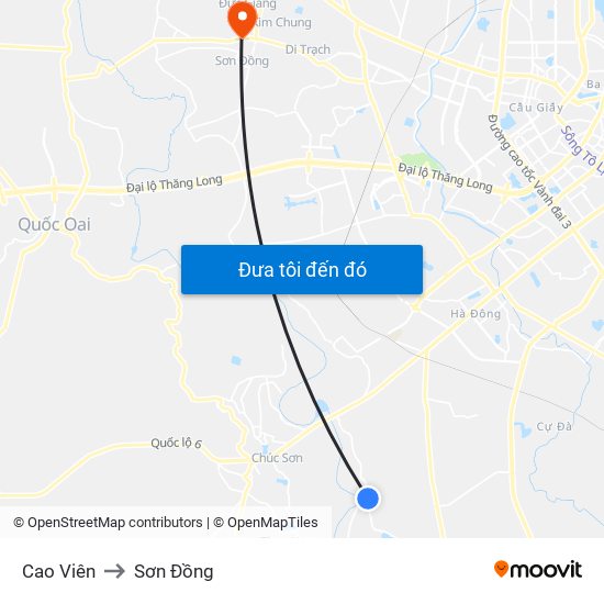 Cao Viên to Sơn Đồng map
