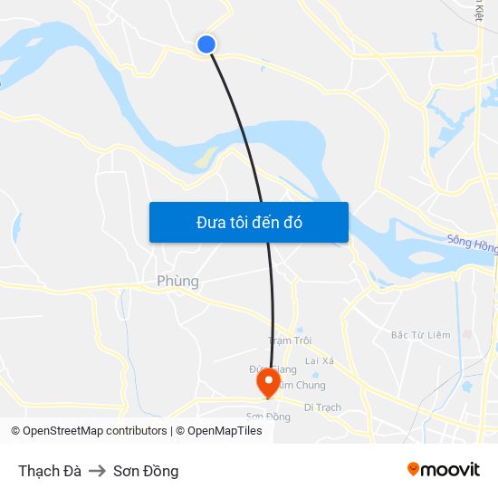 Thạch Đà to Sơn Đồng map
