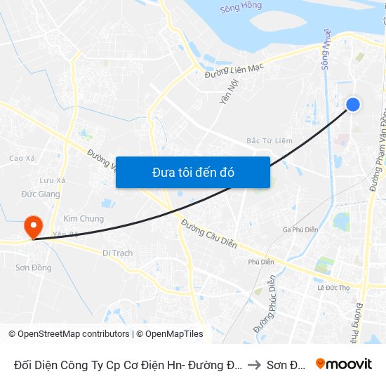 Đối Diện Công Ty Cp Cơ Điện Hn- Đường Đức Thắng to Sơn Đồng map