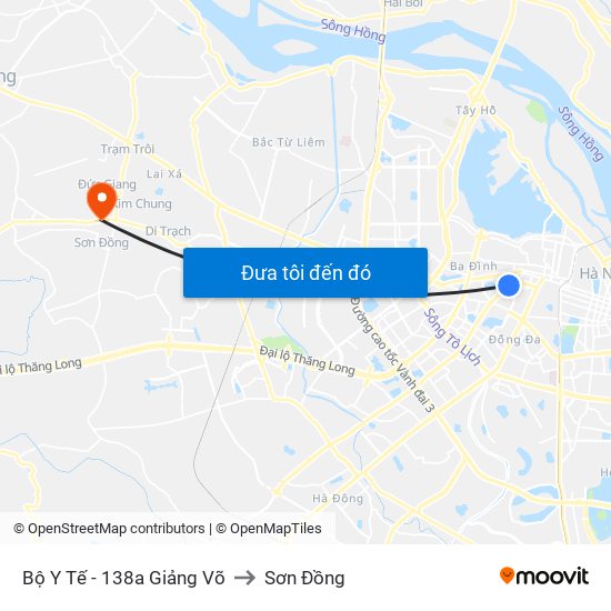 Bộ Y Tế - 138a Giảng Võ to Sơn Đồng map