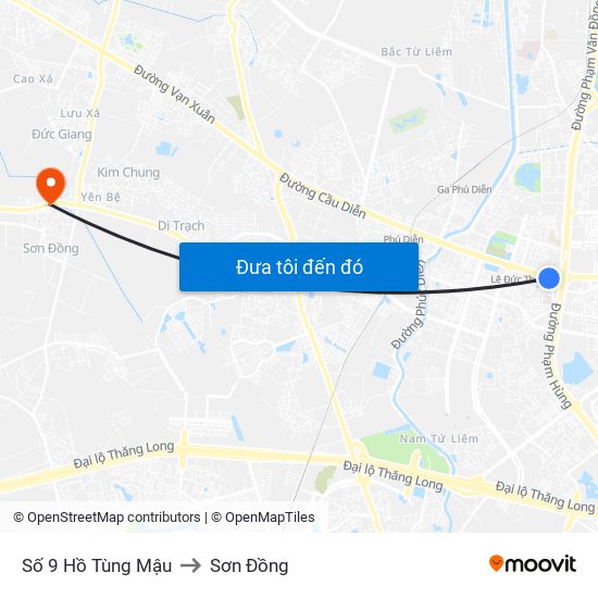 Số 9 Hồ Tùng Mậu to Sơn Đồng map