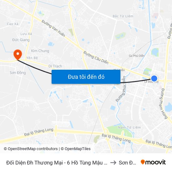 Đối Diện Đh Thương Mại - 6 Hồ Tùng Mậu (Cột Sau) to Sơn Đồng map