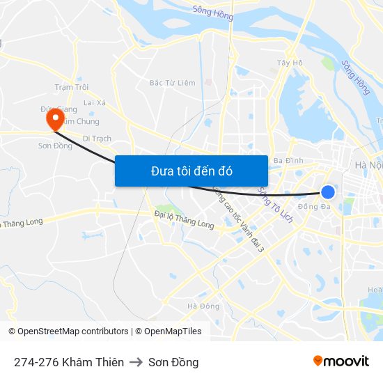 274-276 Khâm Thiên to Sơn Đồng map