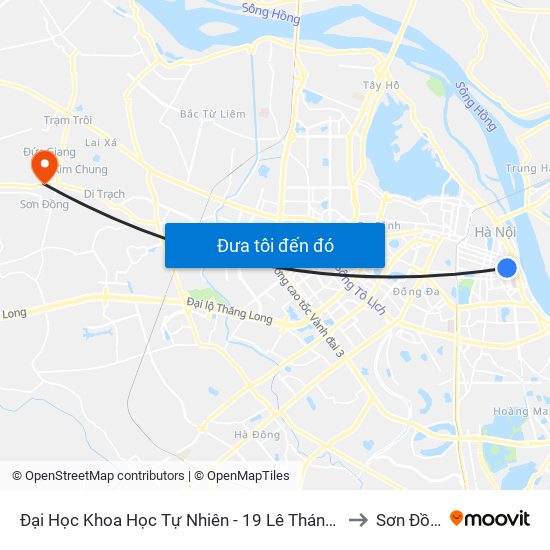 Đại Học Khoa Học Tự Nhiên - 19 Lê Thánh Tông to Sơn Đồng map