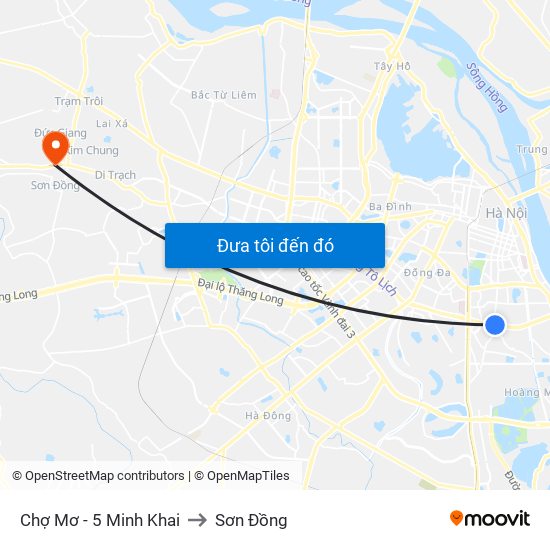 Chợ Mơ - 5 Minh Khai to Sơn Đồng map