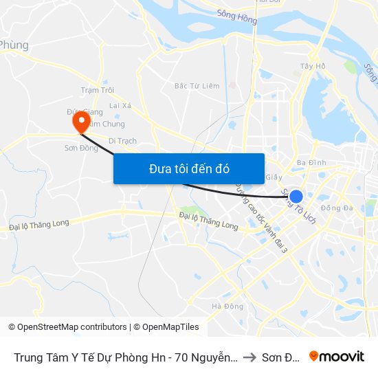 Trung Tâm Y Tế Dự Phòng Hn - 70 Nguyễn Chí Thanh to Sơn Đồng map