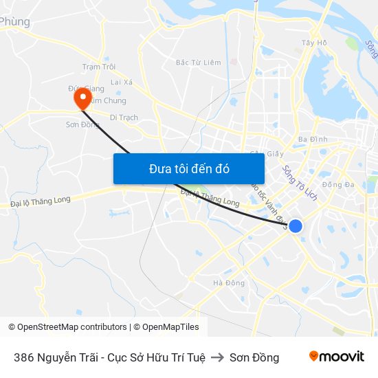 386 Nguyễn Trãi - Cục Sở Hữu Trí Tuệ to Sơn Đồng map