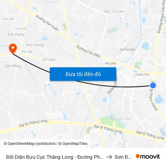 Đối Diện Bưu Cục Thăng Long - Đường Phạm Hùng to Sơn Đồng map