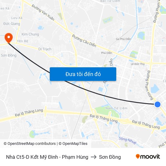Nhà Ct5-D Kđt Mỹ Đình - Phạm Hùng to Sơn Đồng map
