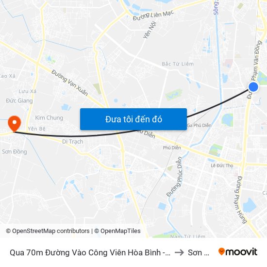 Qua 70m Đường Vào Công Viên Hòa Bình - Phạm Văn Đồng to Sơn Đồng map