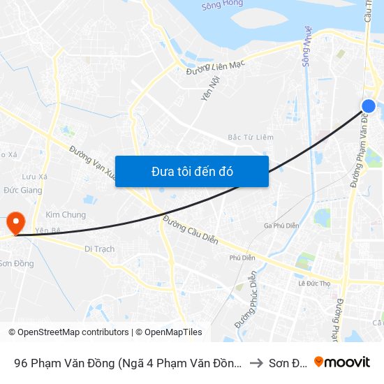 96 Phạm Văn Đồng (Ngã 4 Phạm Văn Đồng - Xuân Đỉnh) to Sơn Đồng map