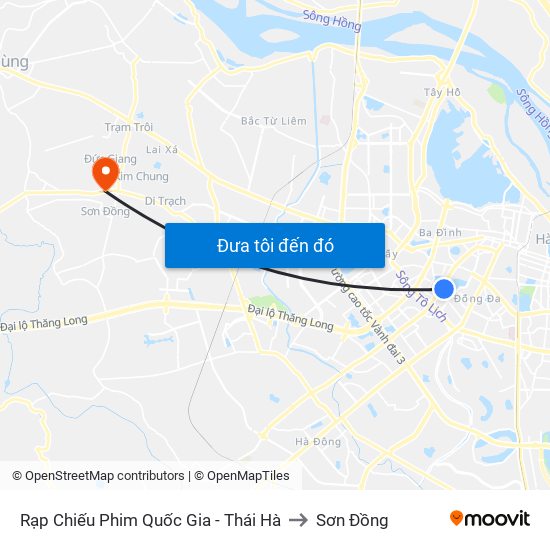 Rạp Chiếu Phim Quốc Gia - Thái Hà to Sơn Đồng map