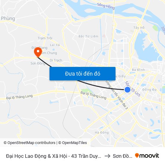 Đại Học Lao Động & Xã Hội - 43 Trần Duy Hưng to Sơn Đồng map