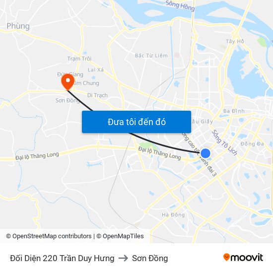 Đối Diện 220 Trần Duy Hưng to Sơn Đồng map