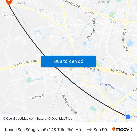 Khách Sạn Sông Nhuệ (148 Trần Phú- Hà Đông) to Sơn Đồng map