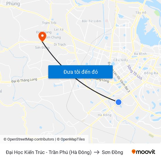 Đại Học Kiến Trúc - Trần Phú (Hà Đông) to Sơn Đồng map