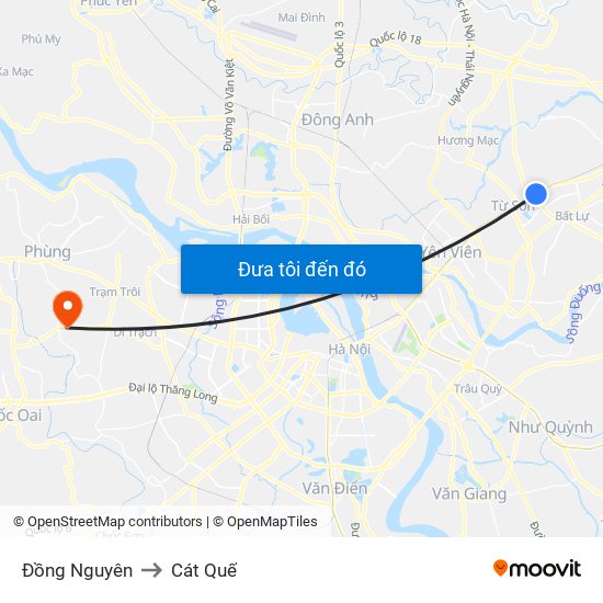 Đồng Nguyên to Cát Quế map